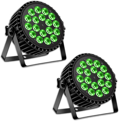 Ledspot, 200 W, 18 leds, podiumverlichting, discolicht, partyverlichting, 12 kanalen, paar ledlicht, RGBW, DMX stroboscoop, geluidsactieve modus, verlichting, DJ lichteffect voor show, party, bar, Halloween, 2 stuks