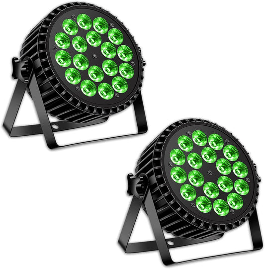 Ledspot, 200 W, 18 leds, podiumverlichting, discolicht, partyverlichting, 12 kanalen, paar ledlicht, RGBW, DMX stroboscoop, geluidsactieve modus, verlichting, DJ lichteffect voor show, party, bar, Halloween, 2 stuks