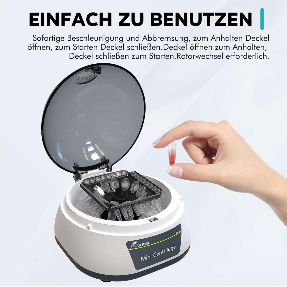 Mini-Centrifuge – Microcentrifuge – Laboratoriumcentrifuge – Tafelcentrifuge – Labcentrifuge – 7000 RPM, 3286 X G – 3-In-1 Rotor Voor 12 Buisjes En 32×0,2 Ml PCR-Strips