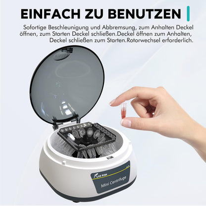 Mini-Centrifuge – Microcentrifuge – Laboratoriumcentrifuge – Tafelcentrifuge – Labcentrifuge – 7000 RPM, 3286 X G – 3-In-1 Rotor Voor 12 Buisjes En 32×0,2 Ml PCR-Strips