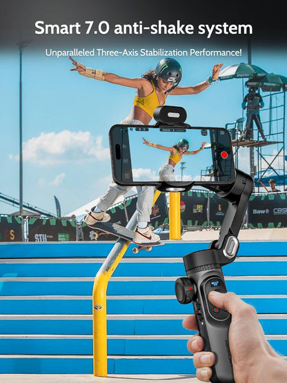 Smartphone Gimbal – Telefoon Gimbal – Telefoonstabilisator – Gimbal Stabilisator – 3-Assige Gimbal – Opvouwbaar Met RGB Magnetisch Vullicht En Automatische Tracking