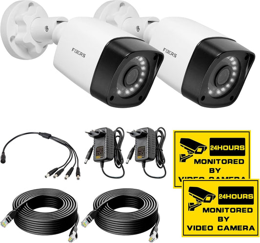 Fuers Outdoor camera, 5 MP bewakingscamera voor buiten, 2 stuks buitencamera met persoonsherkenning, draadloze beveiligingscamera met nachtzicht in kleur, IP66, smart weergave, 24/7 continue opname