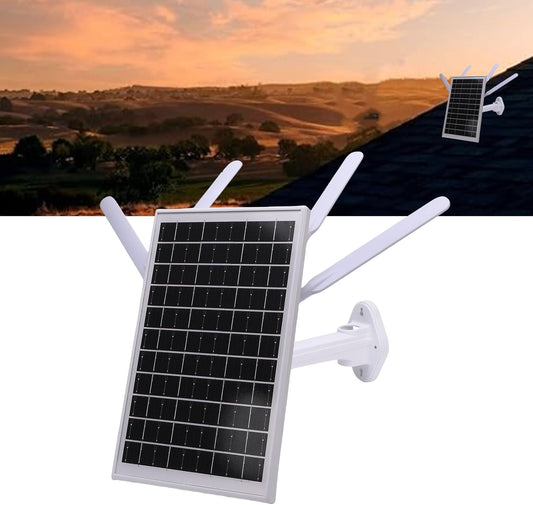 Haofy Buiten Solar WiFi Router 12W Zonnepaneel 18000 MAH Batterij 300 Mbps 4G LTE Modem met Sim Card Slot IP66 Waterdicht voor Camping RV Off Grid (Zwarte antennes)