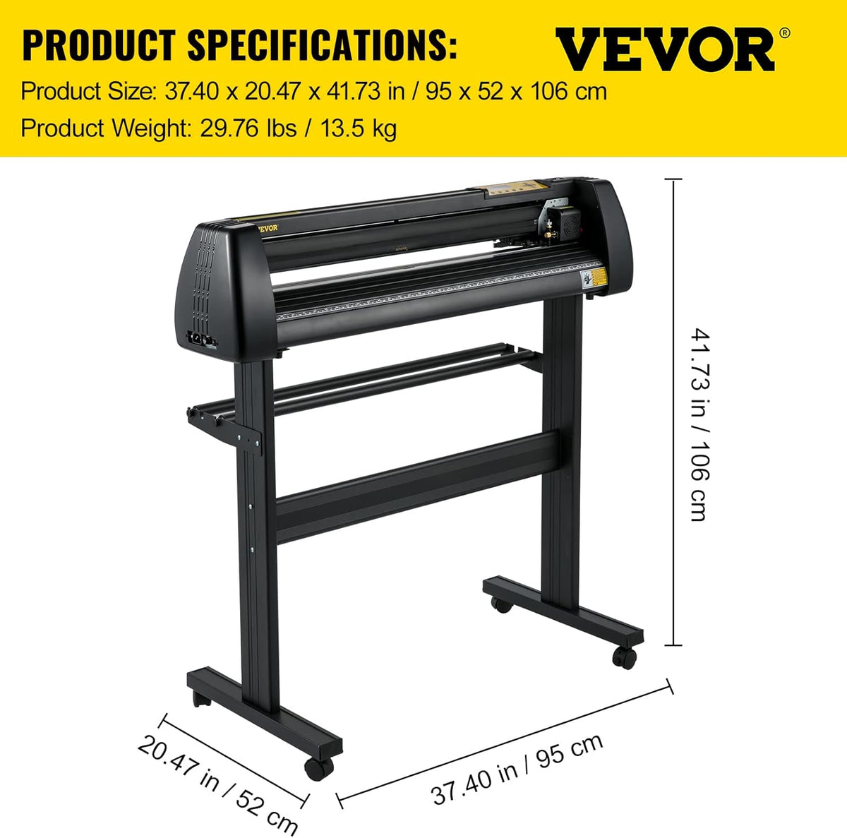 VEVOR Vinyl Cutter Machine, 28 Inch Papierinvoer Snijplotter Bundel, Verstelbare Kracht & Snelheid Vinyl Printer, LCD Display Windows Compatibel Sign Making Kit met Signmaster Software, Leveringen, 3