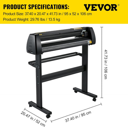 VEVOR Vinyl Cutter Machine, 28 Inch Papierinvoer Snijplotter Bundel, Verstelbare Kracht & Snelheid Vinyl Printer, LCD Display Windows Compatibel Sign Making Kit met Signmaster Software, Leveringen, 3