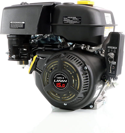 LIFAN 190 FD-B E-Start benzinemotor met 15 pk 1-cilinder voor kleine machines en karts, luchtgekoelde 4-taktmotor met 25 mm krukas, OHV-kleppenaandrijving en 420 cc cilinderinhoud