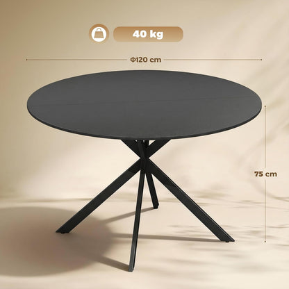 Ronde Eettafel – Eettafel Rond – Keukentafel – Tafel Voor 4 Personen – Industriële Eettafel – Ø120 cm – Krasbestendig Melamine – Verstelbare Stalen Poten