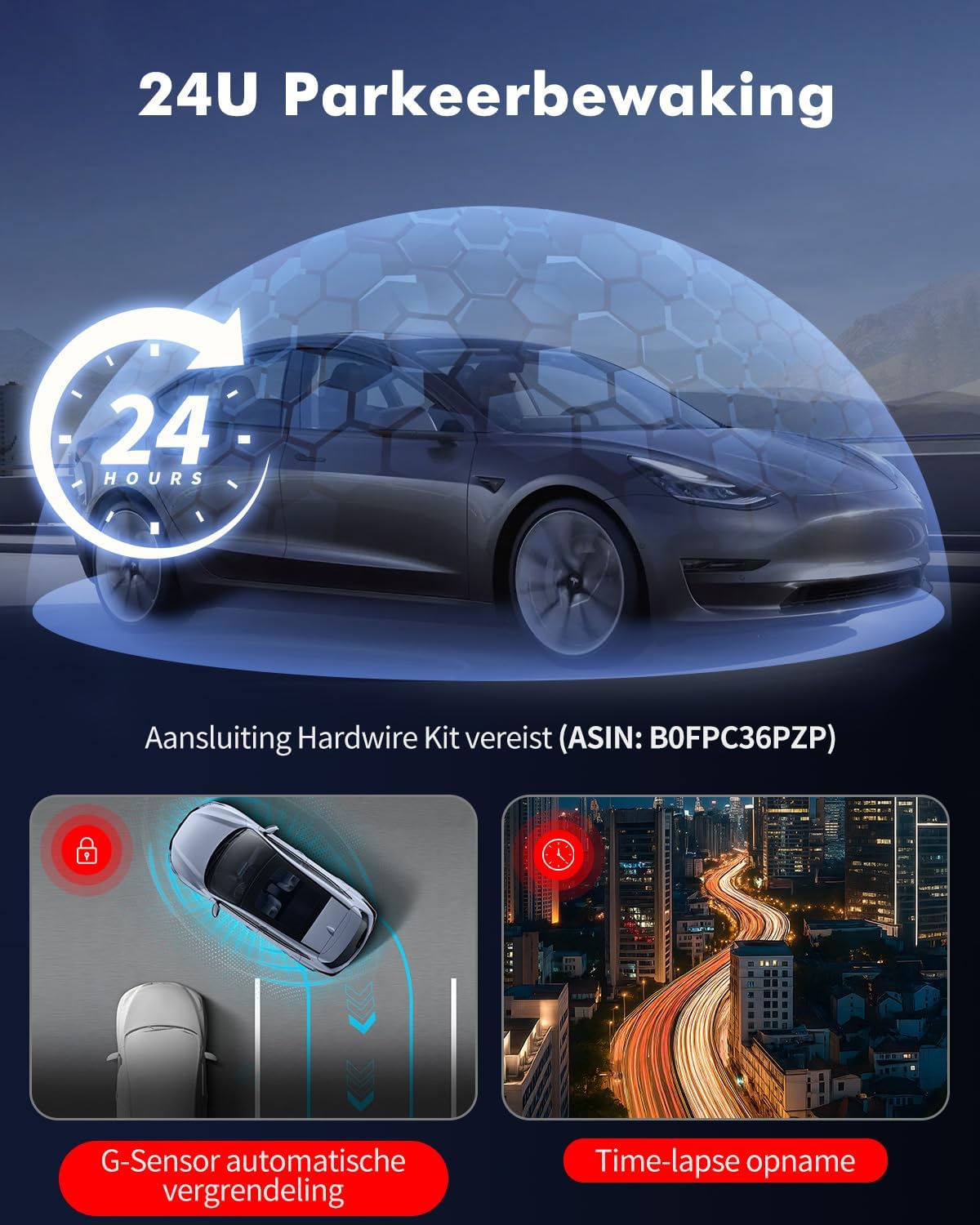 3-Kanaals Dashcam Auto, 4K UHD Voorkant + Full HD Achter + Interieur, Dashcam met 24u Parkeerbewaking, WiFi 6 & GPS, HDR/WDR Nachtzicht, 3 inch IPS dash cam met 64GB kaart (V1)
