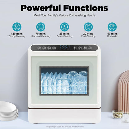 Table Dishwasher, 1100 W, Portable Small Table Dishwasher, Mini Dishwasher with Four Washing Modes, Portable Dishwasher, Table Dishwasher, Freestanding for Small Kitchens