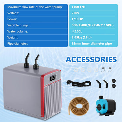 Aquarium Waterkoeler – Aquarium Chiller – Vistank Chiller – Waterkoeler – Aquarium Koeler – Tot 160 Liter – Stil Ontwerp