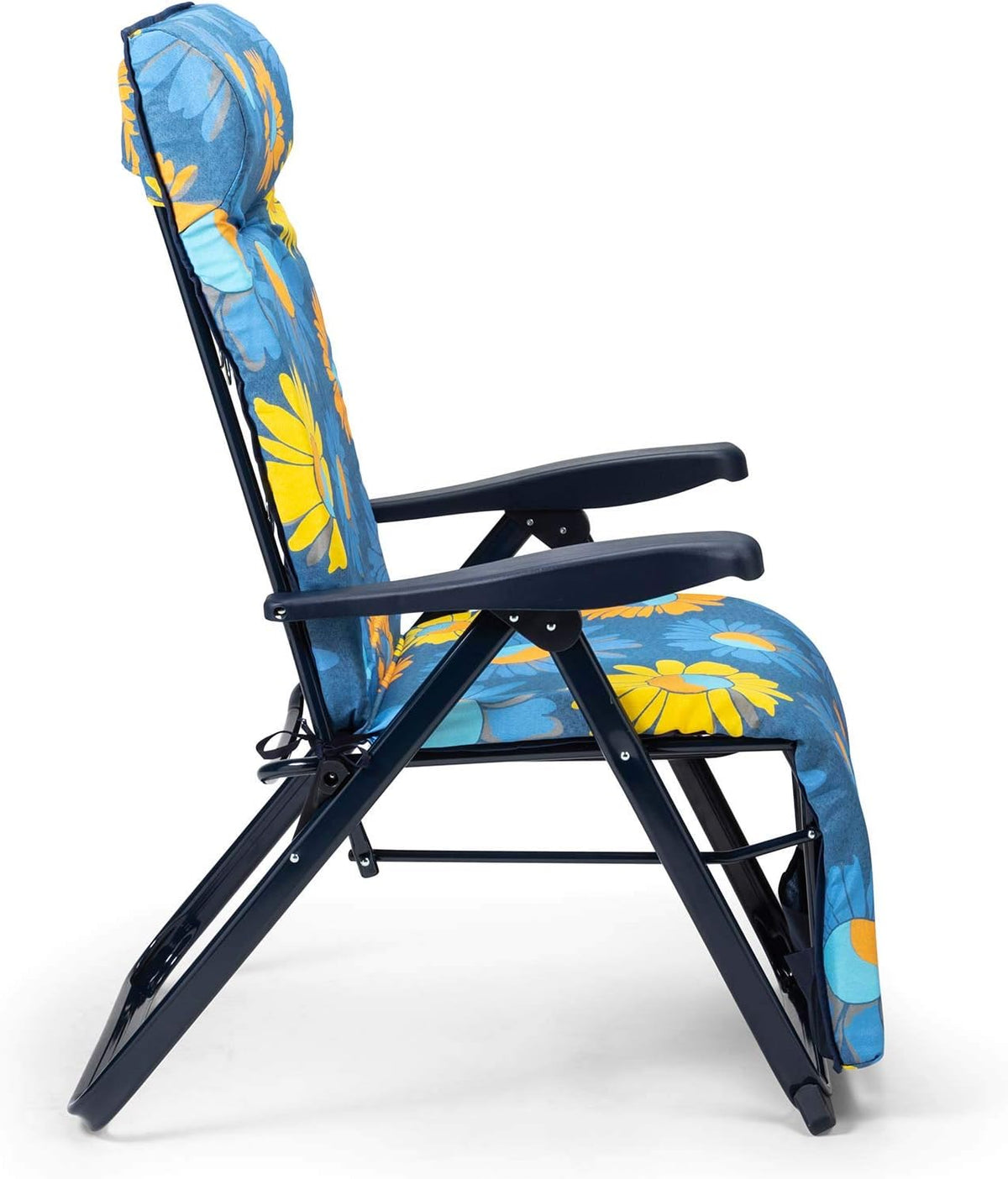Opvouwbare ligstoel, verstelbaar, gewatteerd, 86 x 62 x 114 cm, 6 posities, met anatomische kop, wasbare stof en stabiliserende poten voor meer veiligheid