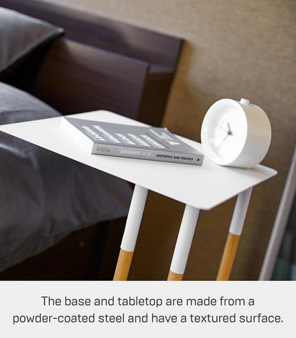 Yamazaki 4803 PLAIN Side Table, white, Steel/Wood, 35 x 35 x 55 cm