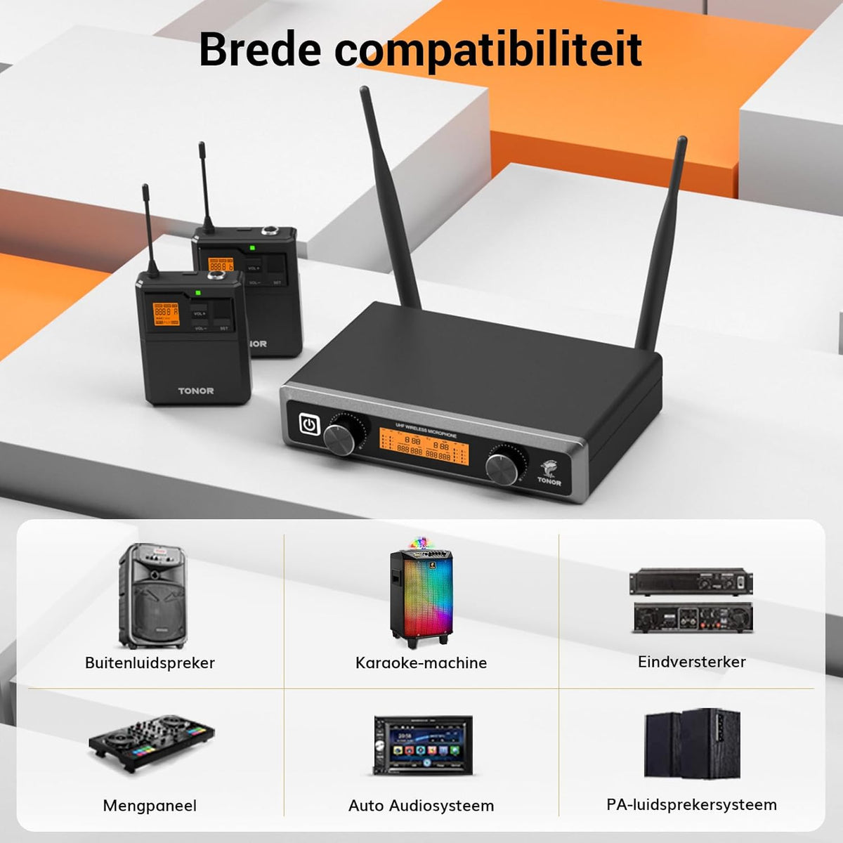 Draadloos microfoonsysteem – UHF Microfoonset – Karaoke Microfoonset – Headset En Lavalier Microfoons – Bodypack Zender En Ontvanger – 5 Frequenties Per Microfoon – Bereik Tot 60 Meter