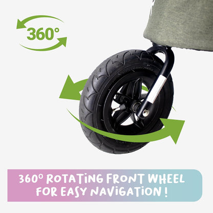 Breeze Black | Luxe hondenfietskar | groot formaat jogger | eenhandig opvouwbaar | luchtbanden | INCL regenhoes | bandenpomp | fietsadapter