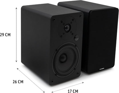 VULKKANO A5 ARC Luidspreker met 13,3 cm (5,25 inch), Bluetooth 5.0, HDMI ARC, optisch, RCA, USB, met subwoofer-uitgang, hifi-studio-monitoren met elegant design, zwart