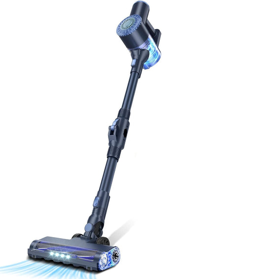 PrettyCare - Steelstofzuiger - Snoerloze stofzuiger - 25KPA - 1,2L Capaciteit - Zakloos - HEPA - 160W - Blauw - QUORE