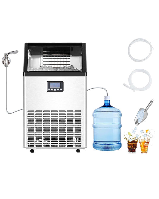 VEVOR Commerciële ijsmachine, 24 uur, 45 ijsblokjes in 15 minuten, vrijstaande ijsmachine met 13 lbs grote opslagcapaciteit voor bar, kantoor, restaurant