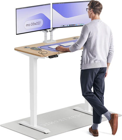 Desktronic HomePro Desk - Height Adjustable 120 x 60 cm - Fast Twin-Motor Sit-Stand Desk - Very Stable Electric Standing Desk - Made of One Piece Bamboo Table Top - Touch Screen Control - QUORE