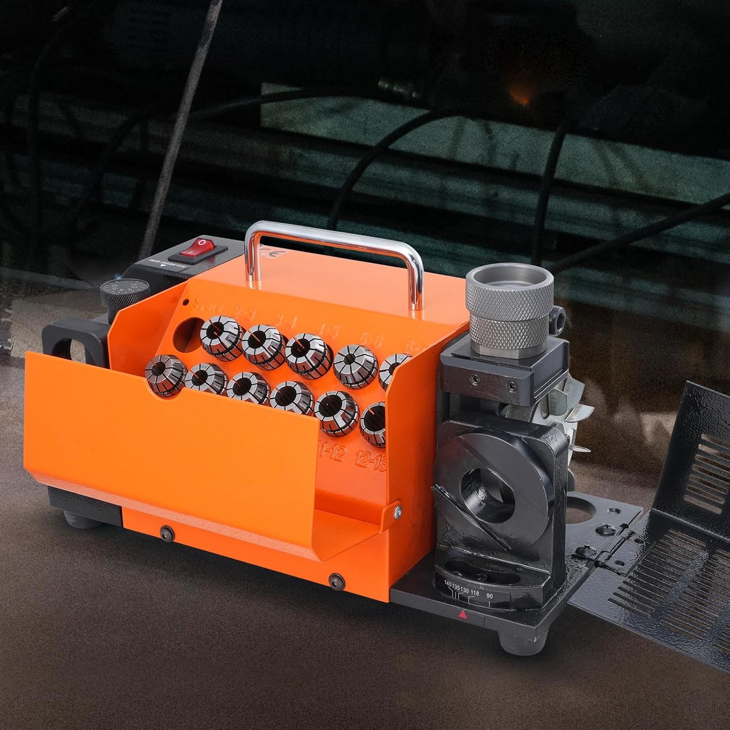 VEVOR Drill Sharpener, 3-13mm End Mill Grinder, Lip Relief Angle and 95°-135° Point Angle, Adjustable Drill, Portable Grinder with 11 Collets, CBN & SDC Wheel