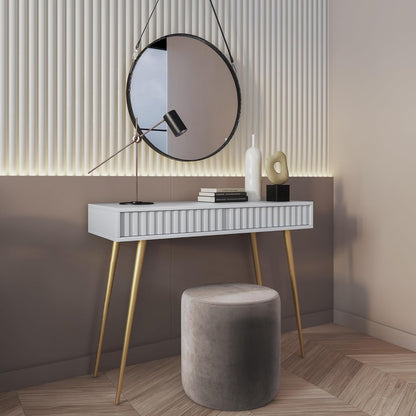 Selsey Make-uptafel make-uptafel kaptafel cosmeticatafel 104 cm met 2 laden Bello wit gouden poten
