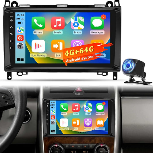 4+64GB Android Autoradio voor Mercedes Benz A/B/V Klasse & Sprinter, Draadloze CarPlay Android Auto, WiFi GPS Navigatie DSP Bluetooth USB Touchscreen Radio + Achteruitrijcamera