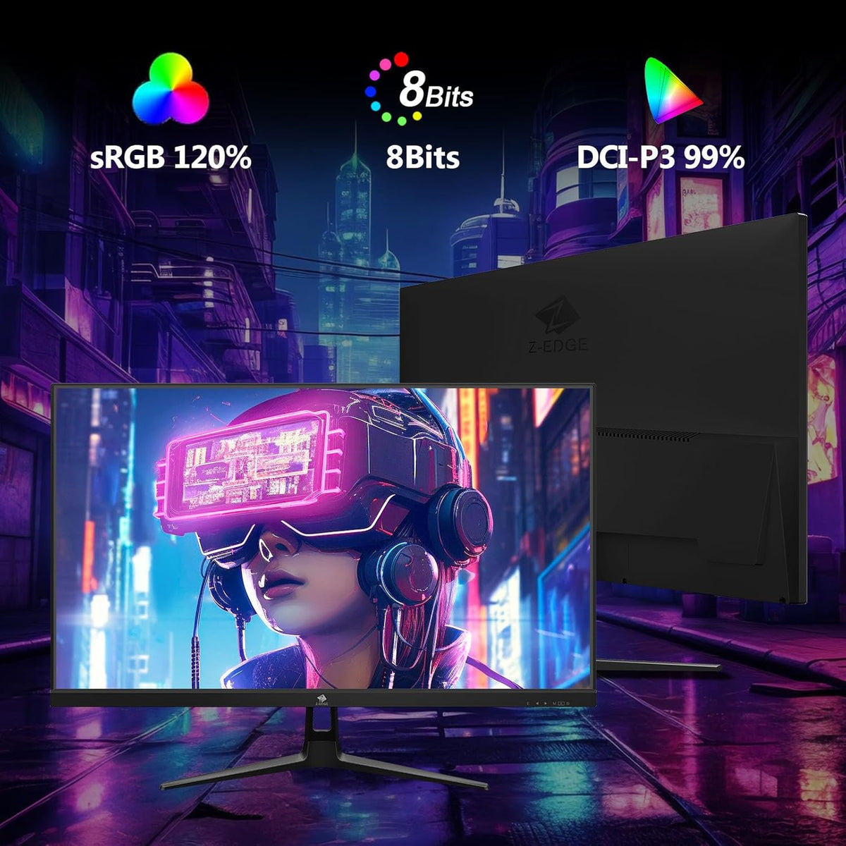 Z-Edge Gaming Monitor 27'' 240Hz, IPS Panel, 1ms, Screen FHD LED (1920x1080) with HDMI Cable, FreeSync, 400cd/m², HDMI 2.0 * 2 & DP 1.4 * 2, Adjustable Tilt, Ultra Slim Frame, VESA Mountable