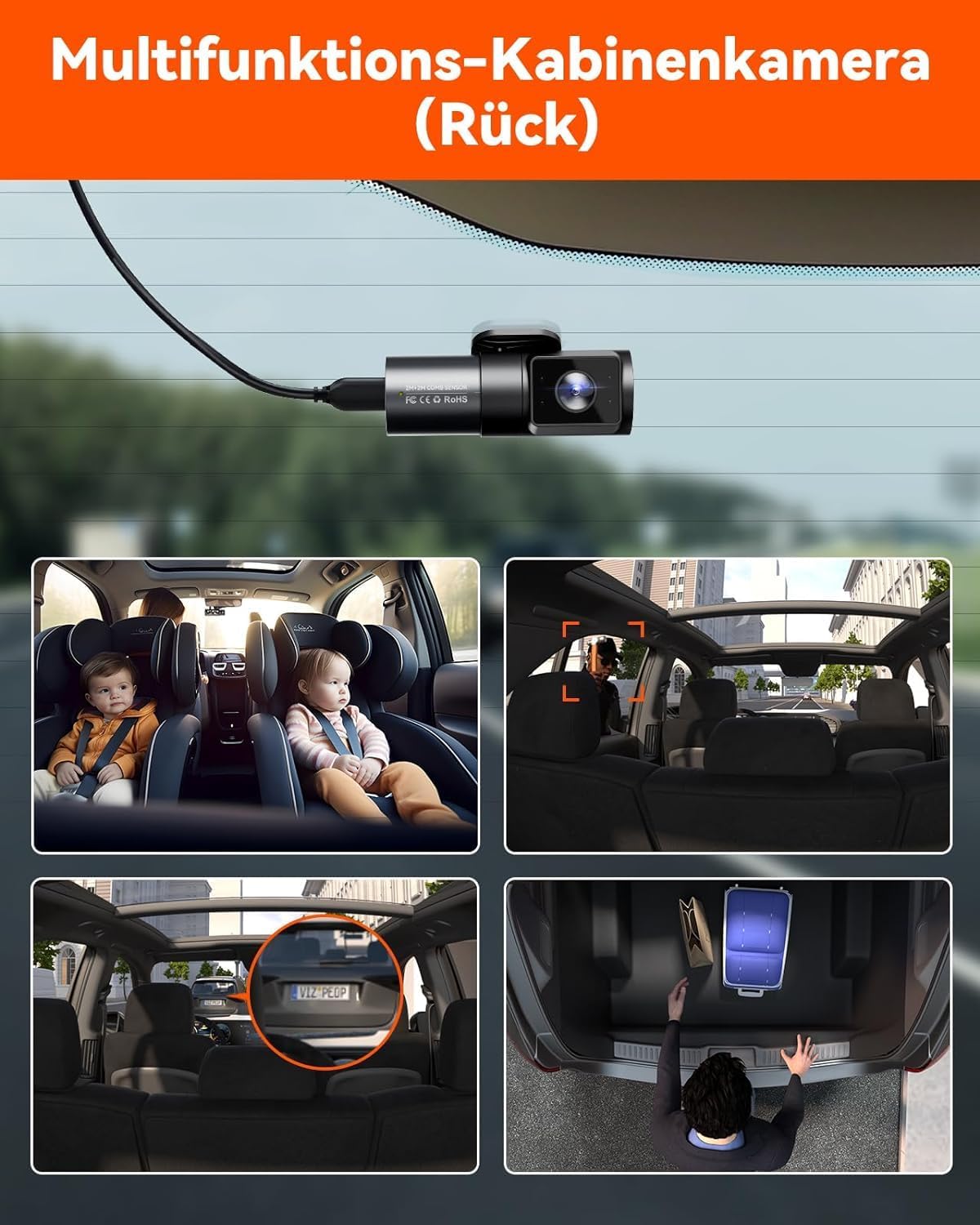 VANTRUE N5 4-kanaals dashcam auto 1944P+3×1080P/30FPS, STARVIS 2, 360° voor achter 5GHz wifi, spraakgestuurde dashcam met GPS, dubbele HDR+ WDR, 24 uur. Bufferparkeermodus, dubbel IR, max. 512G