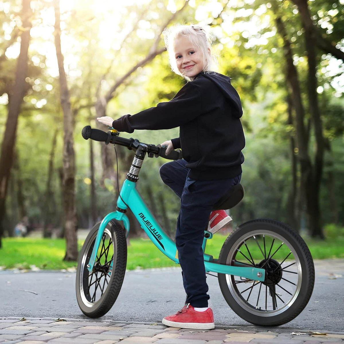 16 Inch Loopfiets Voor Kinderen Van 5-8 Jaar, Loopfiets Met Remmen, Verstelbaar Zadel, Lichtgewicht Koolstofstalen Frame Met Beugel, Stabiel En Duurzaam,Groen