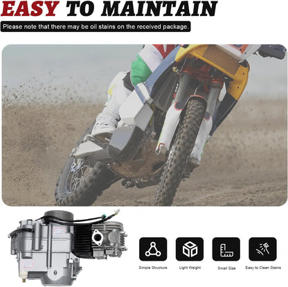 125cc engine 4-stroke engine 4-speed manual clutch motor pitbike engine CDI cylinder 125cc engine Dirt Bike Engine Kickstarter 125cc engine 9.0:1 compression ratio & PZ16J carburetor - QUORE