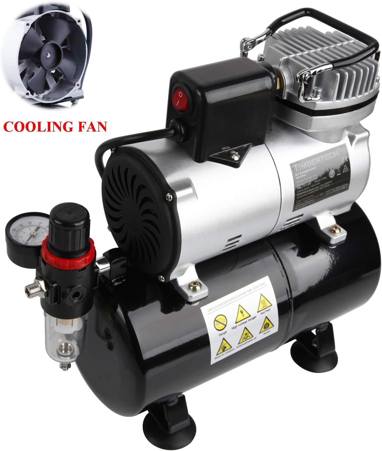 Airbrush-set – Airbrush-compressor – Airbrushpistool – Spuitpistool – Airbrush-kit – Olievrije Zuigercompressor – 3-Liter Luchtreservoir met Manometer