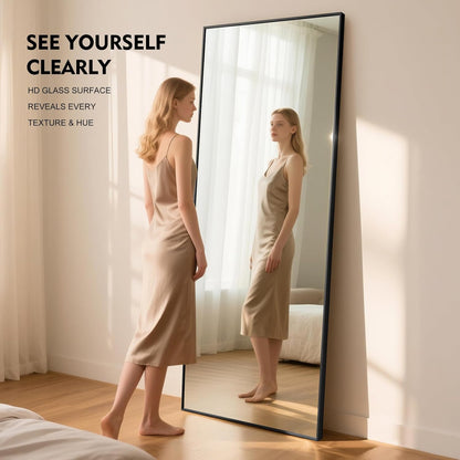 Full-Body Spiegel – Staande Spiegel – Wandspiegel – Grote Spiegel – Zwarte Spiegel – Extra Groot 180x76 cm – Robuust Aluminium Frame