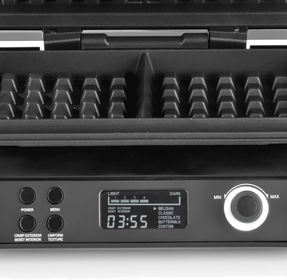 Premium Wafelijzer in de Midnight Edition | 1600 W | 5 programma's | 7 bruiningsniveaus | LCD display | countdown timer | extra diepe verwarmingsplaten voor extra luchtige wafels