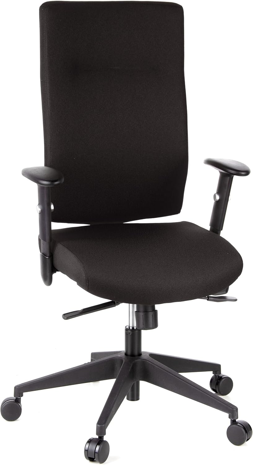 HJH OFFICE 608500 professionele bureaudraaistoel PRO-TEC 300 stof zwart bureaustoel ergonomisch, hoge rugleuning, verstelbare armleuning