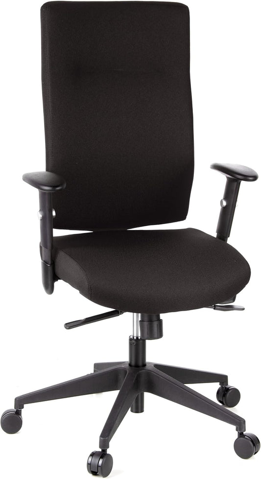 HJH OFFICE 608500 professionele bureaudraaistoel PRO-TEC 300 stof zwart bureaustoel ergonomisch, hoge rugleuning, verstelbare armleuning