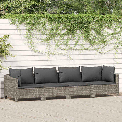 vidaXL 4-piece Lounge set with cushions poly rattan grey - QUORE
