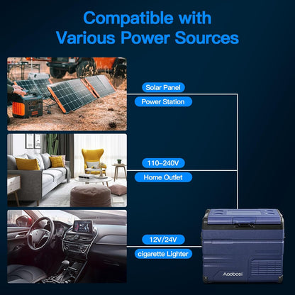 AAOBOSI 47 liter compressor-koelbox, dual zone, koelbox auto met wifi-app-besturing USB-aansluiting, 12/24 V en 100-240 V koelbox tot -20 °C, voor auto, vrachtwagen, boot, camper, camping