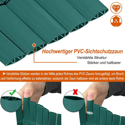 Balkon Scherm – Balkon Afscherming – Privacy Scherm – Tuinscherm – Balkon Border – Weerbestendig PVC – Versterkte Latten 9x1,6 m Groen