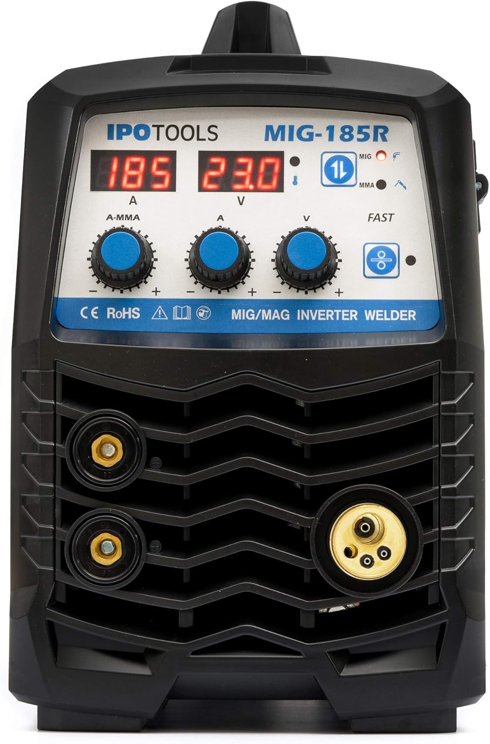 IPOTOOLS MIG-185R MIG Lasapparaat, MIG MAG Lasapparaat, 160 ampère, voor FLUX/vuldraad en Elektroden, MMA, digitaal display, IGBT-technologie, 230 V / 7 jaar garantie