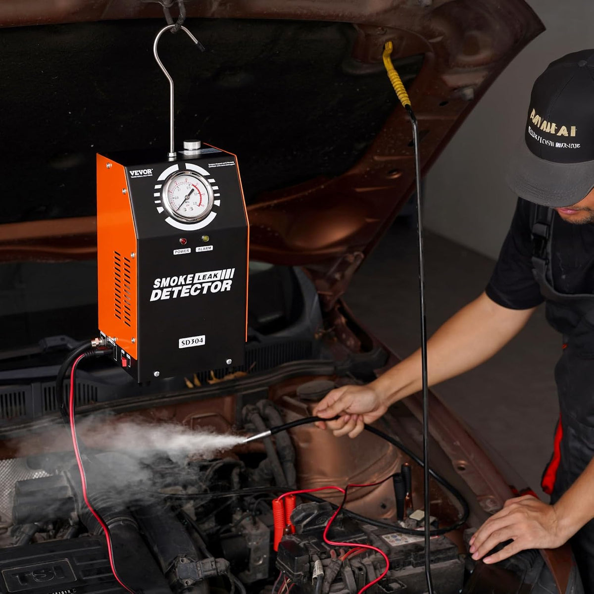Rookmelder Auto – Rooklekdetector – Lekzoeker – Rookmachine – Vacuüm Tester – Ingebouwde Luchtpomp 8 L/min – Digitale Drukmeter 19-23 PSI
