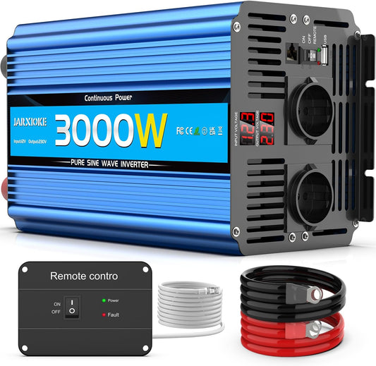 Zuivere Sinus Omvormer – Spanningsomvormer – Inverter – Converter – Stroomomzetter – 3000W Vermogen – Inclusief Afstandsbediening & USB-poort