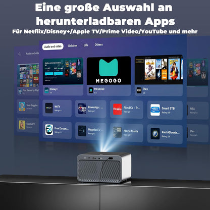 Projector 4K [800+ apps voor Netflix, Browser & Live TV | AI Car Setup & CEC-bediening] Full HD 1080P 1300 ANSI Lisowod Smart Projector met WiFi 6, Bluetooth 5.2, Dolby Audio, Home Cinema & Outdoor