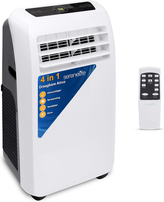 Mobiele Airconditioner – Draagbare Airco – Mobiele Airco – Verplaatsbare Airco – Airco – Wit – 4-In-1 Koelen, Verwarmen, Ventileren & Ontvochtigen – Inclusief Raammontage Uitlaatkit