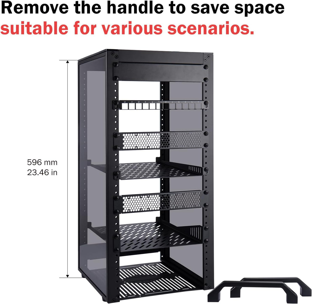 GeeekPi DeskPi RackMate T2, 10 Inch 12U Serverkast, 260mm Diepte Mini Rack met Rack Shelf, Leeg Panel & Patch Panel, voor 10 Inch AV, NAS en Server Equipment (Zwart)