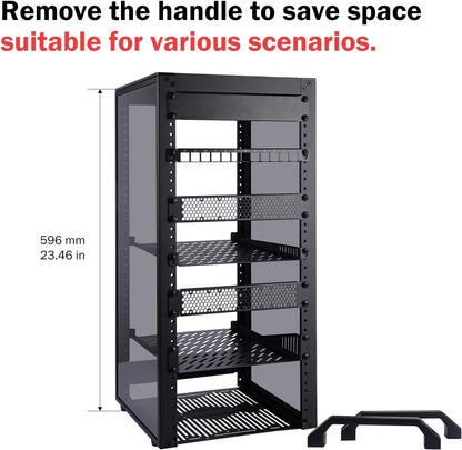 GeeekPi DeskPi RackMate T2, 10 Inch 12U Serverkast, 260mm Diepte Mini Rack met Rack Shelf, Leeg Panel & Patch Panel, voor 10 Inch AV, NAS en Server Equipment (Zwart)