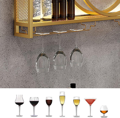 3-laags wijnrek aan de muur, flessenrek van metaal met glashouder, wijnstandaard aan de muur gemonteerd, hangend display rek, wandgemonteerde wijnflessenrek, bar rek