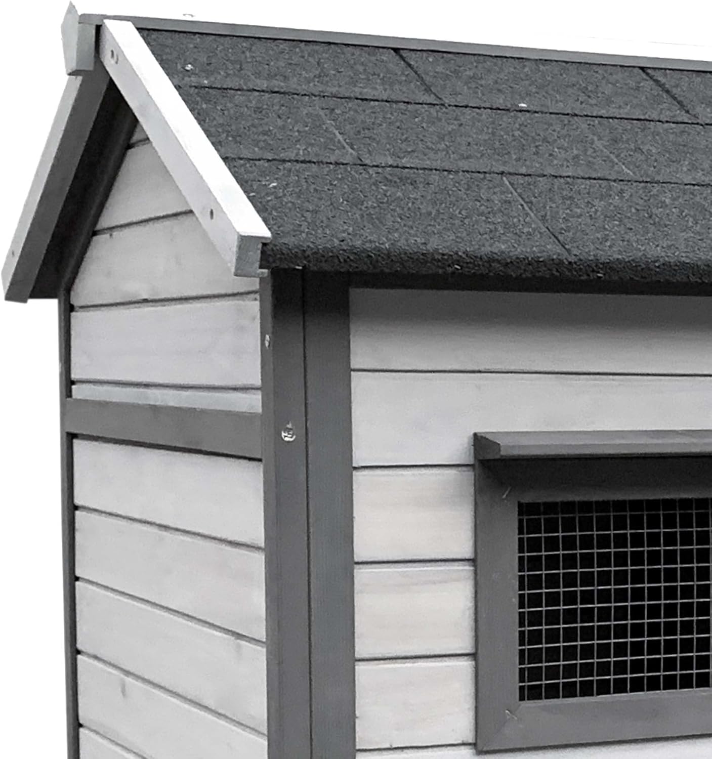Rabbit hutch light grey 146x75x83 cm made of wood - rodent house free walking space - removable bowl - QUORE