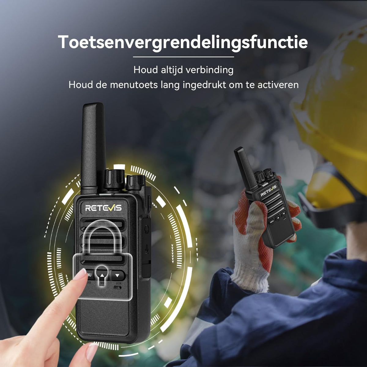 Retevis RT668B Walkie Talkies voor Volwassenen, Oplaadbare Walkie Talkies met 10-Voudige Oplader, PMR446 Professionele Portofoon, USB-C, voor School, Restaurant (Zwart, 10 Stuks)
