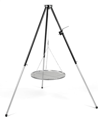 HeRo24 Driepoot grillframe, zwenkgrill, 170 cm, tripod grillstandaard met zwengel, in hoogte verstelbare grill-driepoot voor haard en kampvuur, zonder grillrooster