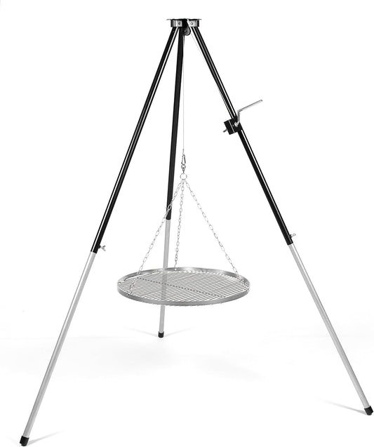 HeRo24 Driepoot grillframe, zwenkgrill, 170 cm, tripod grillstandaard met zwengel, in hoogte verstelbare grill-driepoot voor haard en kampvuur, zonder grillrooster