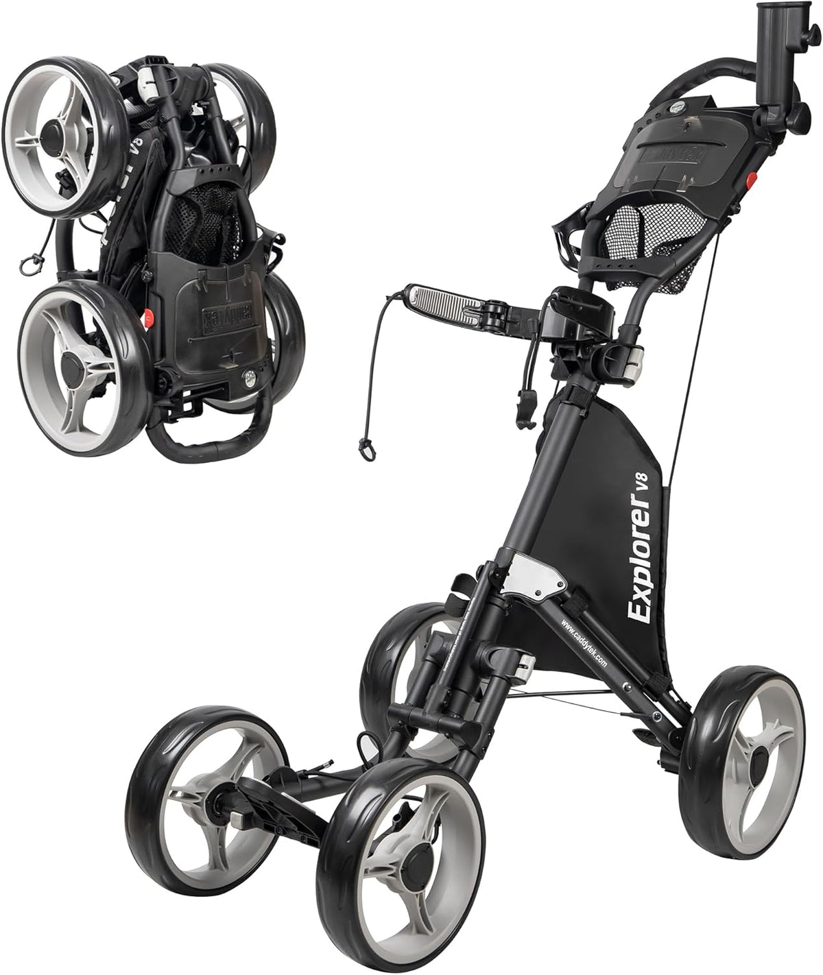 Caddytek Explorer V8 - SuperLite 4 Wheel Golf Push Cart, Explorer Versie 8